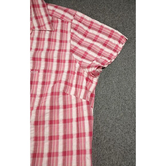 Eddie Bauer Shirt Women's Button Down Short Sleeve Plaid Pink Size Large - Picture 8 of 11